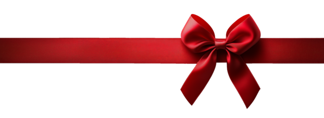 Red ribbon and bow, isolated on white background. Valentine's, Christmas gift and decoration concept. isolated, transparent, png.