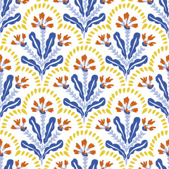 Seamless bohemian pattern. Grunge vintage texture. Ornament for home decor, carpets, pillows. Vector illustration.
