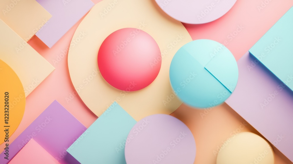 Aufkleber geometric pastel pattern with circles and squares in abstract design