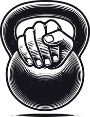 Minimalist Black and White Kettlebell Silhouette Vector Art Illustration for Fitness and Gym Design