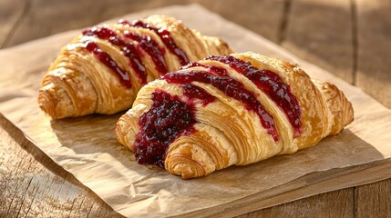 Delicious Croissants with Berry Jam