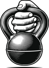 Minimalist Black and White Kettlebell Silhouette Vector Art Illustration for Fitness and Gym Design