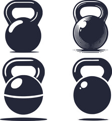 Minimalist Black and White Kettlebell Silhouette Vector Art Illustration for Fitness and Gym Design