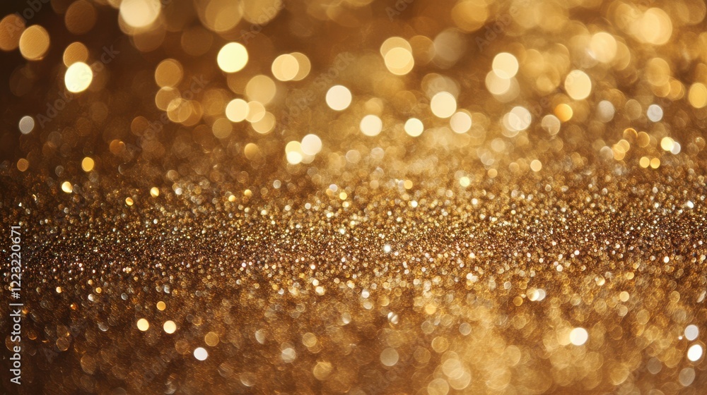 Poster golden bokeh background with sparkling lights and glittering texture