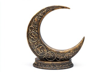 3D Decorated Crescent Isolated and White Background