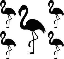 Obraz premium Black flamingos vector silhouette art illustration 3
