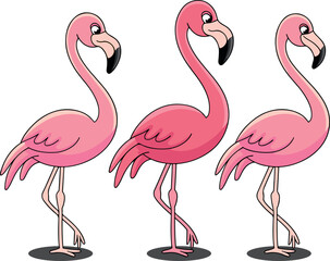 Fototapeta premium Cute pink flamingos vector art illustration 1