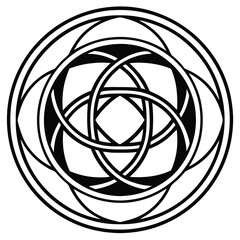 Fototapeta premium An abstract circular logo in line art style, showcasing overlapping shapes and clean lines to create a contemporary and versatile design