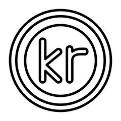 Norwegian Krone Outline Style Icon Design