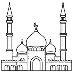 A  Mosque Line Art Beautiful Religious Building