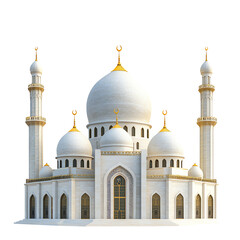 Fototapeta premium Magnificent Mosque: Architectural Marvel with Golden Domes and Elegant Minarets, Islamic Religious Structure