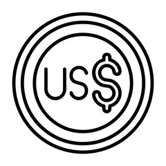 Tuvaluan Dollar Outline Style Icon Design