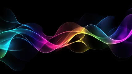 Colorful abstract wave pattern on black background