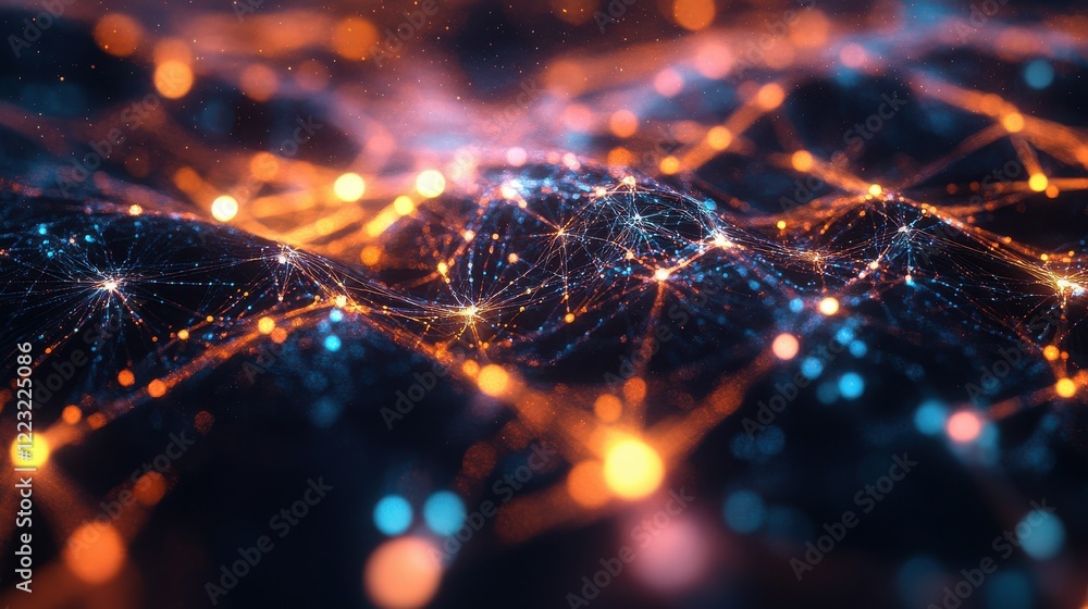 Aufkleber abstract digital network with glowing connections and nodes