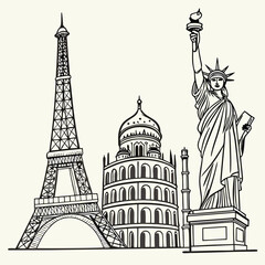 Architectural Landmarks in Fine Line Art