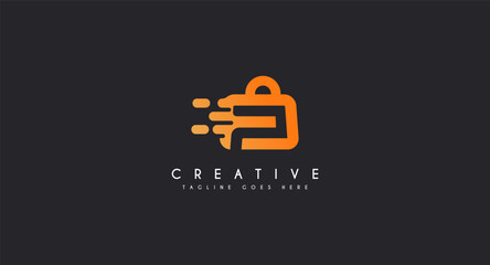 Abstract Initial letter P Shopping Bag logo design vector illustration.