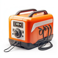 3D icon cartoon home backup generator with a power cable, isolated on a white background 