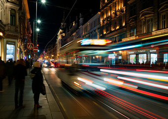 Obraz premium Motion blur of moving cars in the city