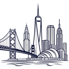 Obraz premium Elegant Line Art City Skyline with Minimalist Details