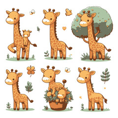 Fototapeta premium Adorable white giraffe cartoon