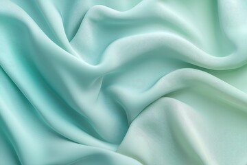 Obraz premium Soft Mint Green Fabric Draped in Gentle Waves