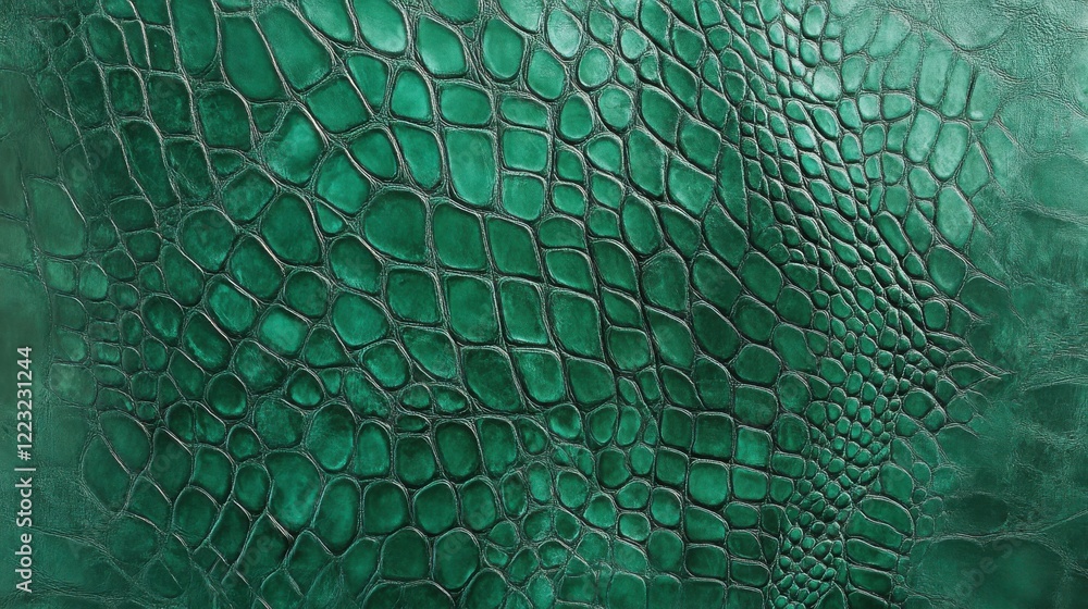 Poster emerald green crocodile skin texture with irregular pattern for background design