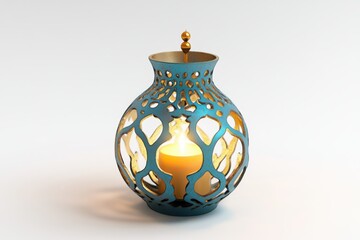 3D Decorative Eid Candle Holder Isolated and White Background