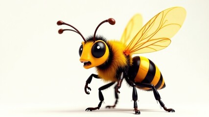 Angry Bee Cartoon Mascot -  Furious Flying Insect