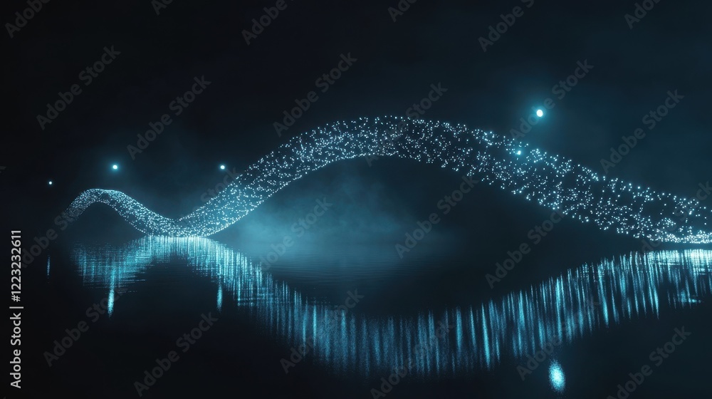 Poster an abstract bridge formed by light connecting disparate islands of knowledge emphasizing the importa
