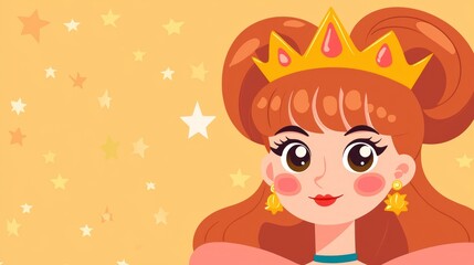 Princess, golden crown, stars, happy, illustration, children's book