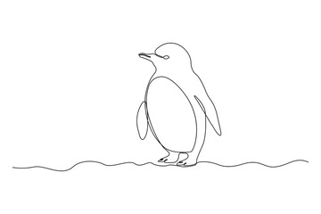 Hand-drawn penguin continuous line art drawing. Vector illustrations.