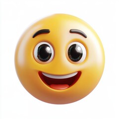 Fototapeta premium 3D icon cartoon happy smiling emoji with bright eyes, isolated on a white background 