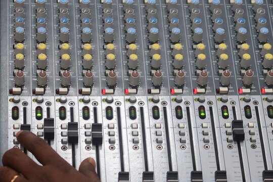 A mixing console is a piece of audio production equipment that combines, or mixes, your audio. It electronically routes audio signals and can change their levels and dynamics