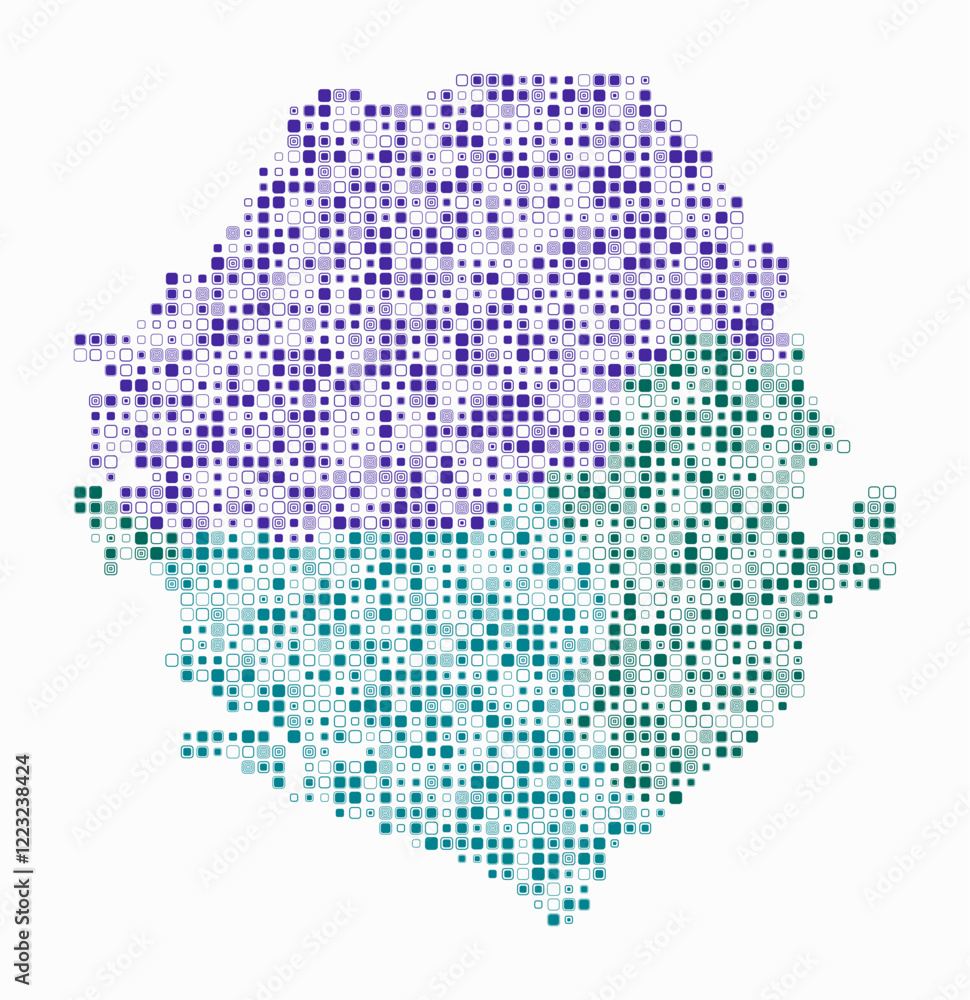 Poster sierra leone, shape of the country built of colored cells. digital style map of sierra leone on a wh