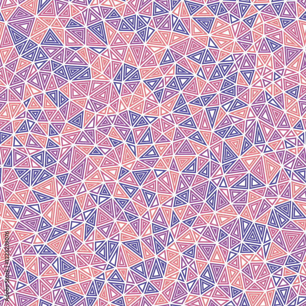 Poster triangular pattern background with small, repeated triangles in multiple colors. a seamless, vibrant
