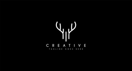 outline deer line art logo vector icon - Vector