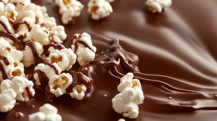 White popcorn covered with chocolate