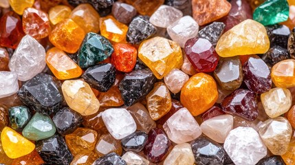 Colorful tumbled gemstones background texture