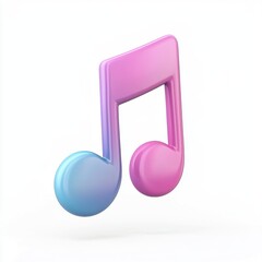 3D icon cartoon music note floating, isolated on a white background 