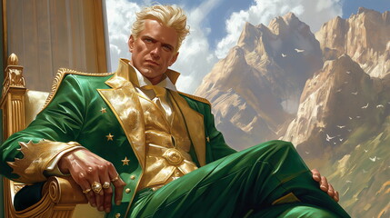 Fototapeta premium A tall and graceful Pleiadian with a golden patter_007