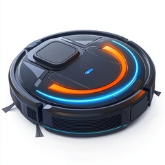Fototapeta premium 3D icon cartoon of a robotic vacuum cleaner, isolated on a white background --quality 2