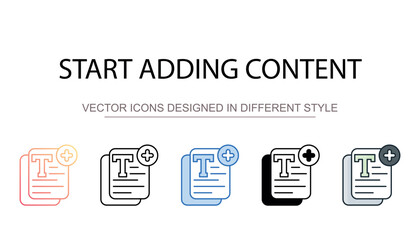 Start Adding Content icon design with white background stock illustration