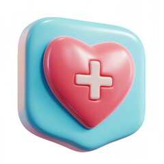 Obraz premium 3D icon cartoon of a stylized medical heart icon, isolated on a white background