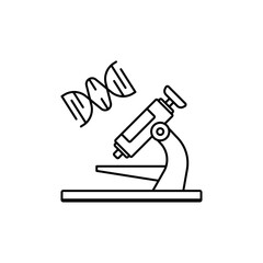 Microscope with DNA Outline icon signifies genetic analysis.