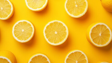 Fototapeta premium Lemon fruits slice a seamless pattern