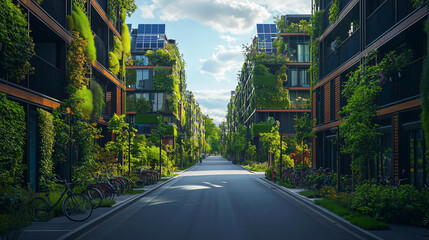 Obraz premium Green Urban Living with Sustainable Architecture and Lush Vegetation