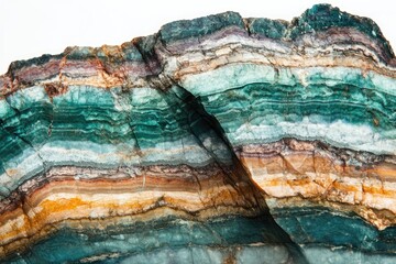 Naklejka premium Striking layers of multicolored rock formation showcasing diverse textures and mineral composition.
