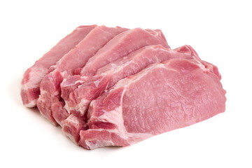Chilled raw pork loin, isolated on white background.