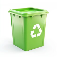 3D icon cartoon green recycling plant, isolated on a white background -