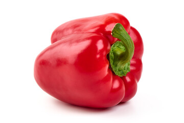 Red ripe bell peppers, isolated on white background.